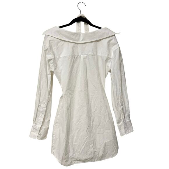 Alexander Wang 100% Cotton White Halter Off Shoulder Shirt Mini Dress Size 0 - Picture 7 of 10